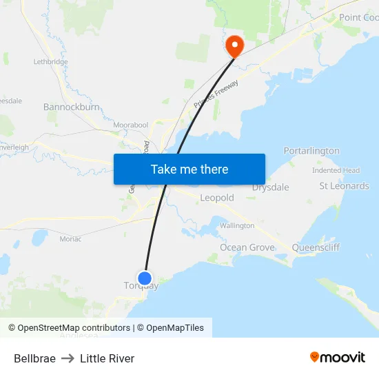 Bellbrae to Little River map