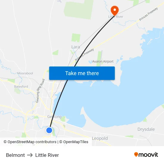 Belmont to Little River map