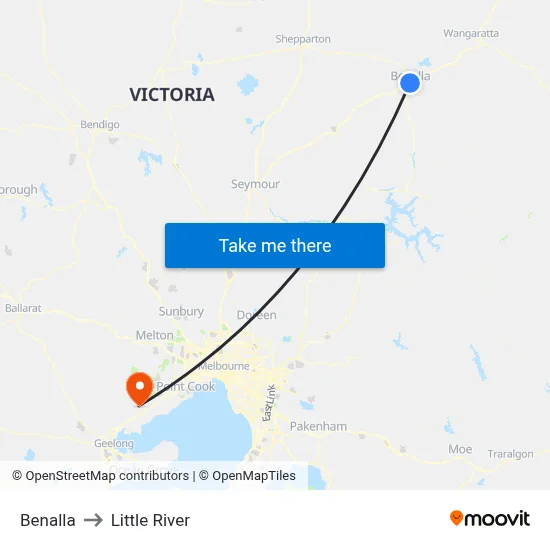 Benalla to Little River map
