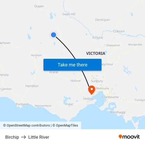 Birchip to Little River map