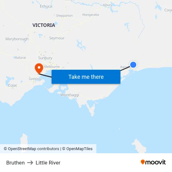 Bruthen to Little River map