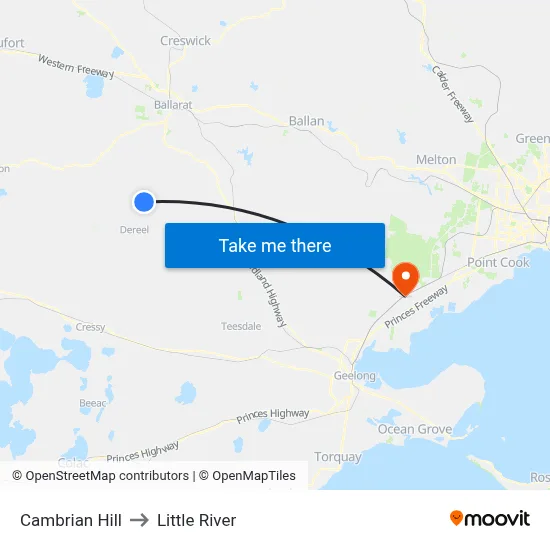 Cambrian Hill to Little River map