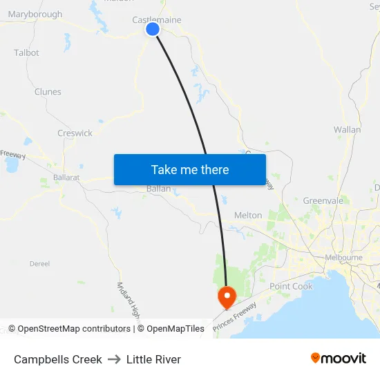 Campbells Creek to Little River map