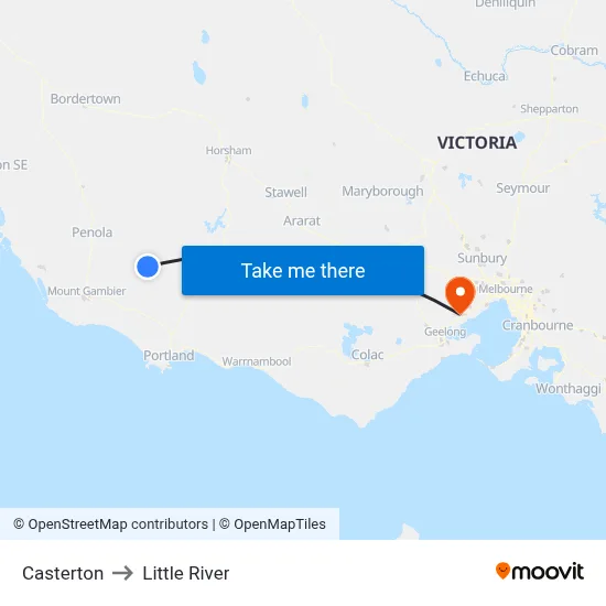 Casterton to Little River map