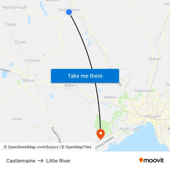 Castlemaine to Little River map