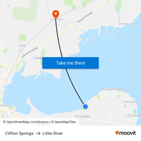 Clifton Springs to Little River map