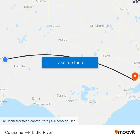 Coleraine to Little River map