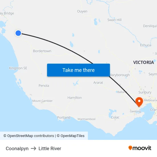 Coonalpyn to Little River map