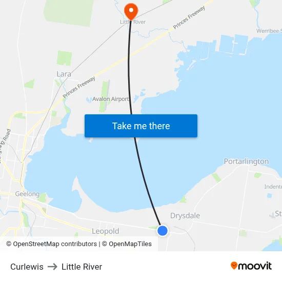 Curlewis to Little River map