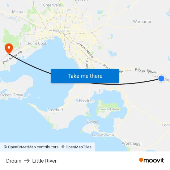 Drouin to Little River map