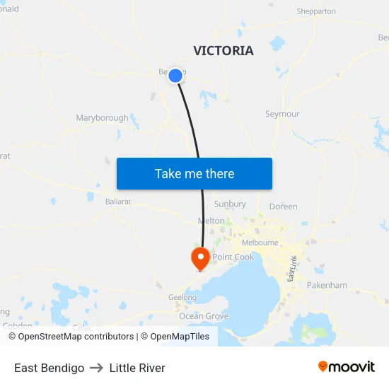 East Bendigo to Little River map