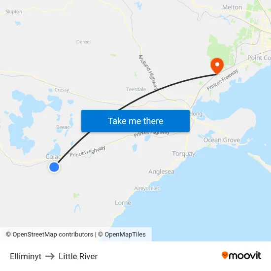 Elliminyt to Little River map