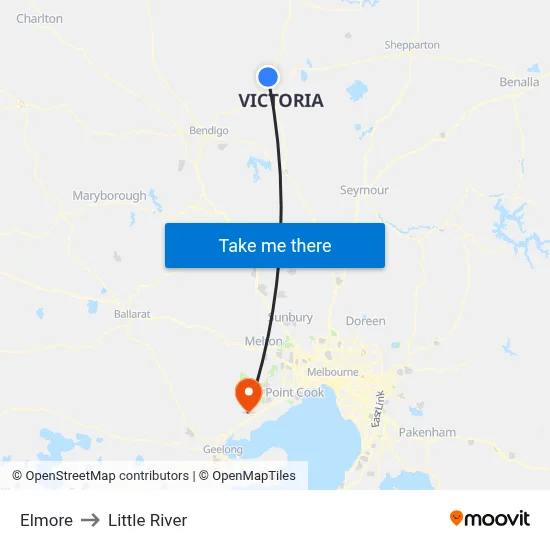 Elmore to Little River map