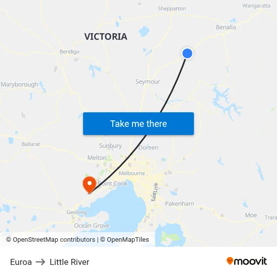 Euroa to Little River map