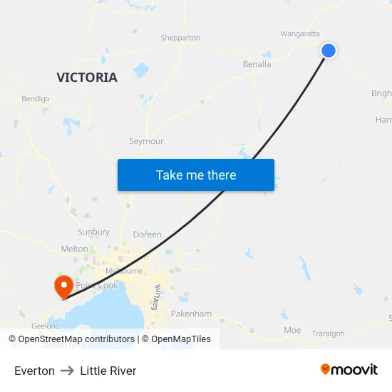 Everton to Little River map