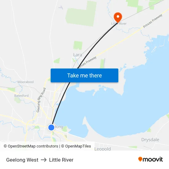 Geelong West to Little River map