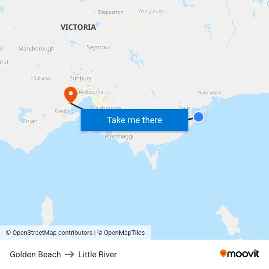 Golden Beach to Little River map
