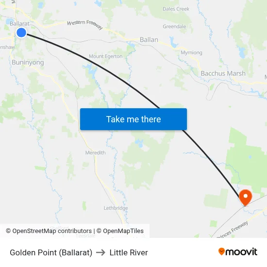 Golden Point (Ballarat) to Little River map