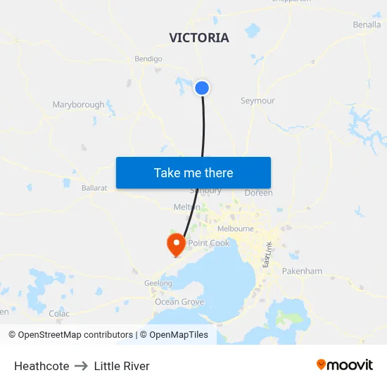 Heathcote to Little River map