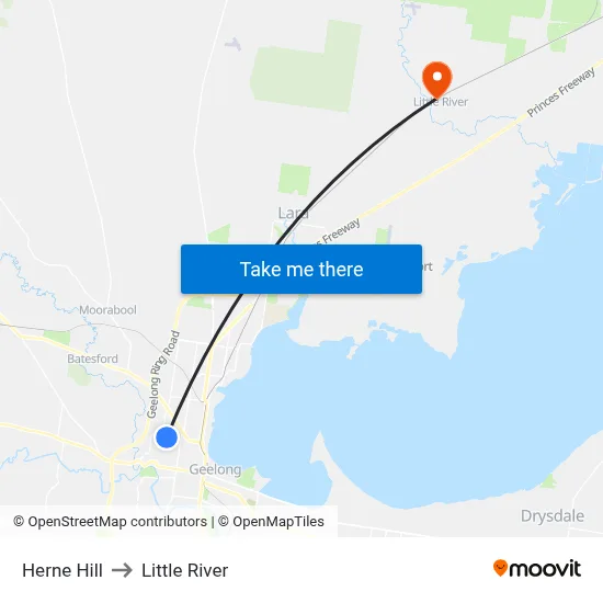 Herne Hill to Little River map