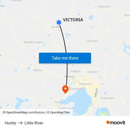 Huntly to Little River map
