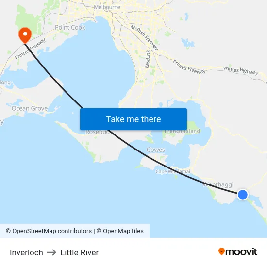 Inverloch to Little River map