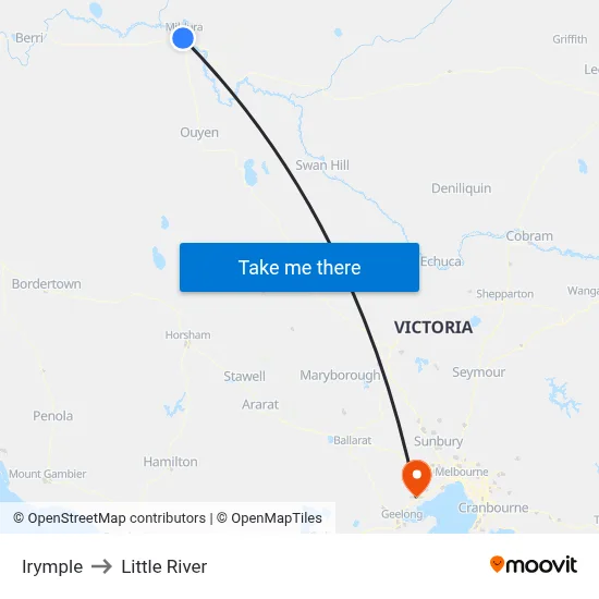 Irymple to Little River map