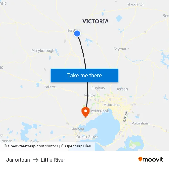 Junortoun to Little River map