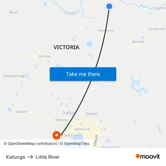 Katunga to Little River map