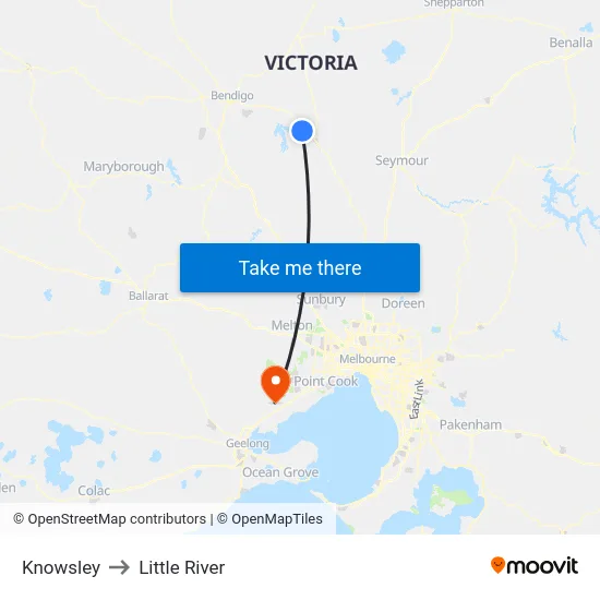 Knowsley to Little River map