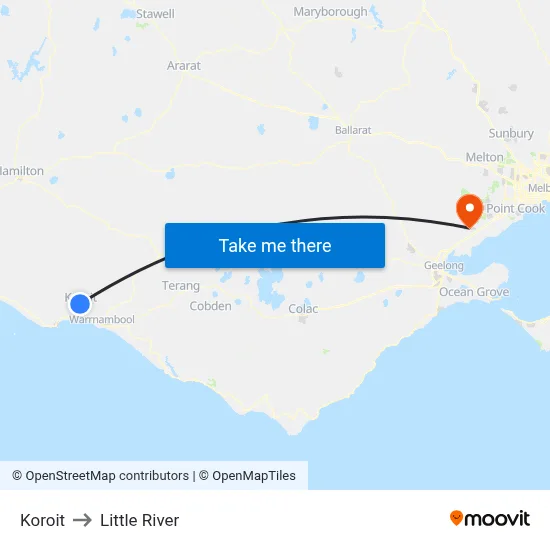 Koroit to Little River map