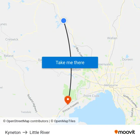 Kyneton to Little River map