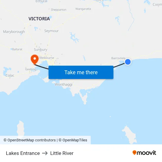 Lakes Entrance to Little River map