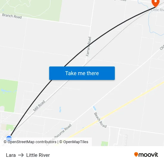 Lara to Little River map