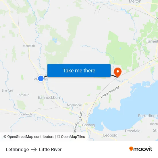 Lethbridge to Little River map