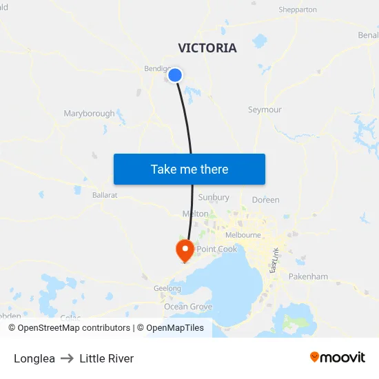 Longlea to Little River map
