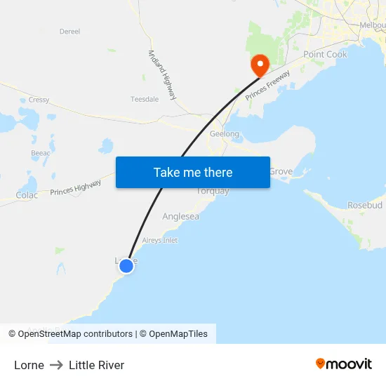 Lorne to Little River map