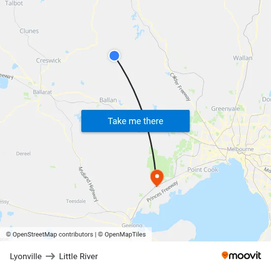 Lyonville to Little River map