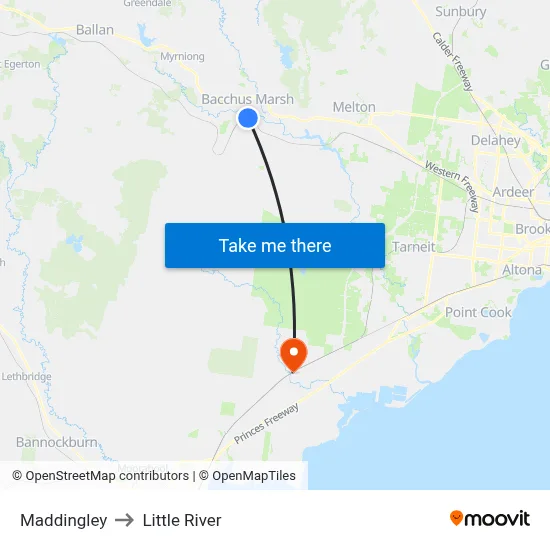 Maddingley to Little River map