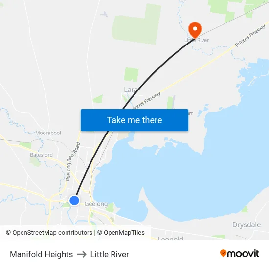 Manifold Heights to Little River map