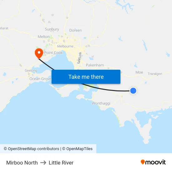 Mirboo North to Little River map