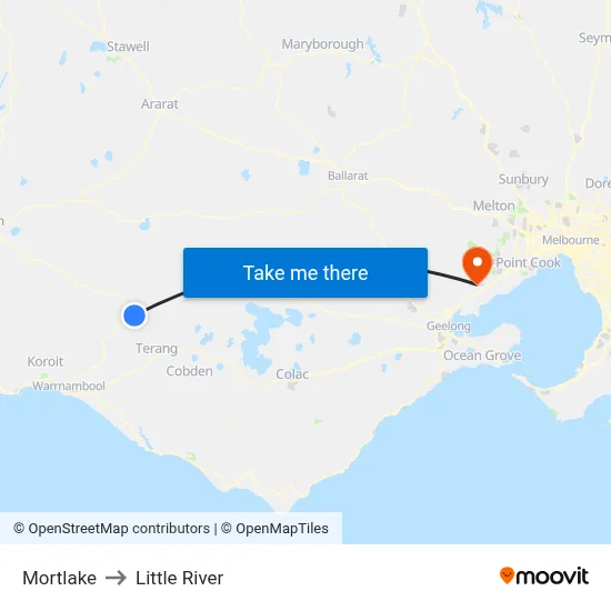 Mortlake to Little River map