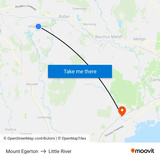 Mount Egerton to Little River map