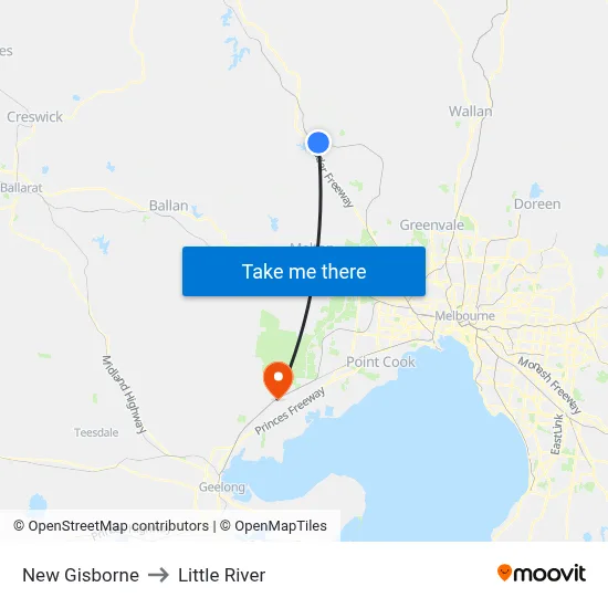 New Gisborne to Little River map