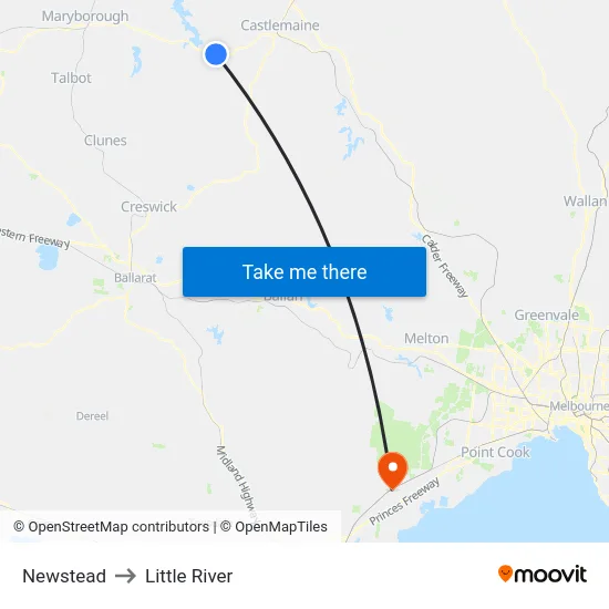 Newstead to Little River map