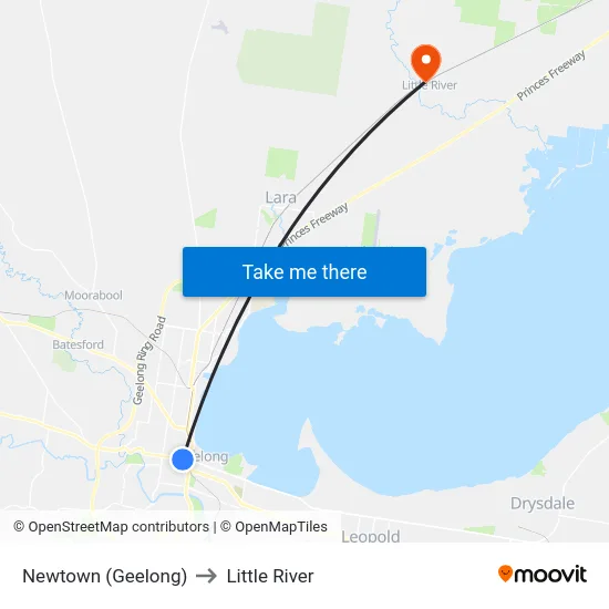 Newtown (Geelong) to Little River map