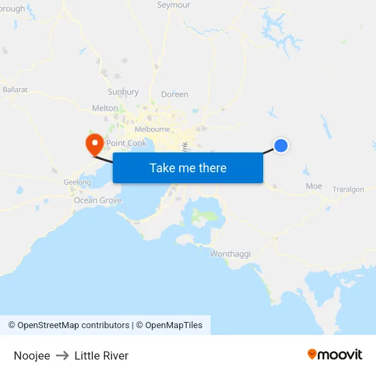 Noojee to Little River map