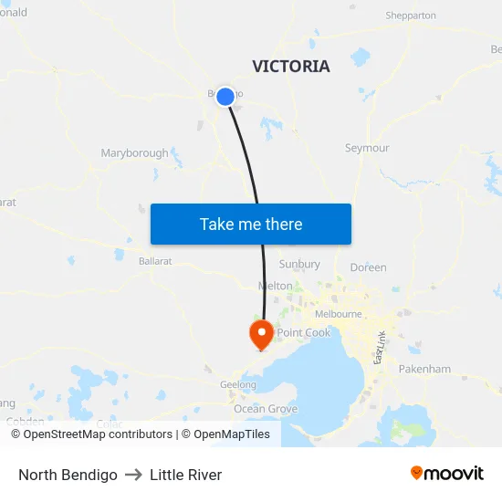 North Bendigo to Little River map