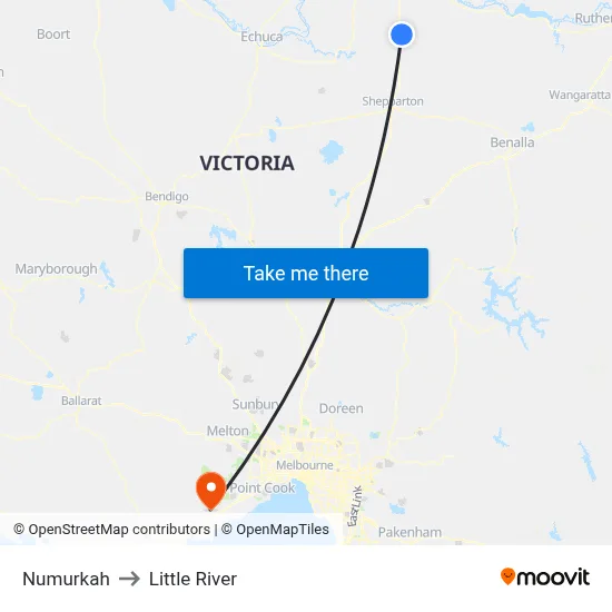 Numurkah to Little River map