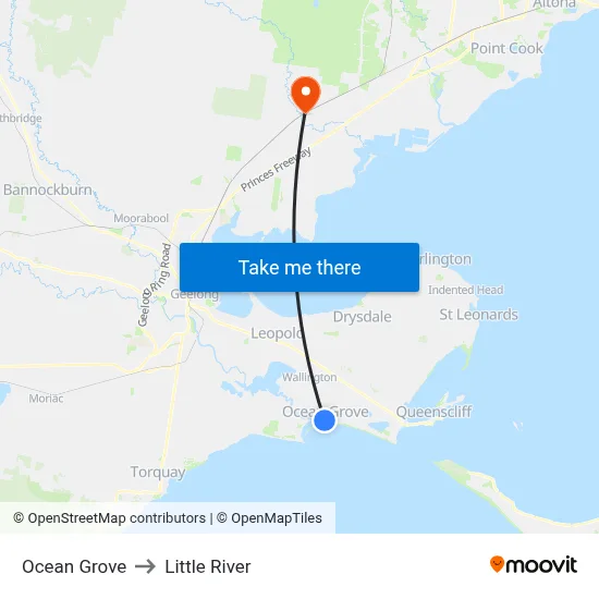 Ocean Grove to Little River map